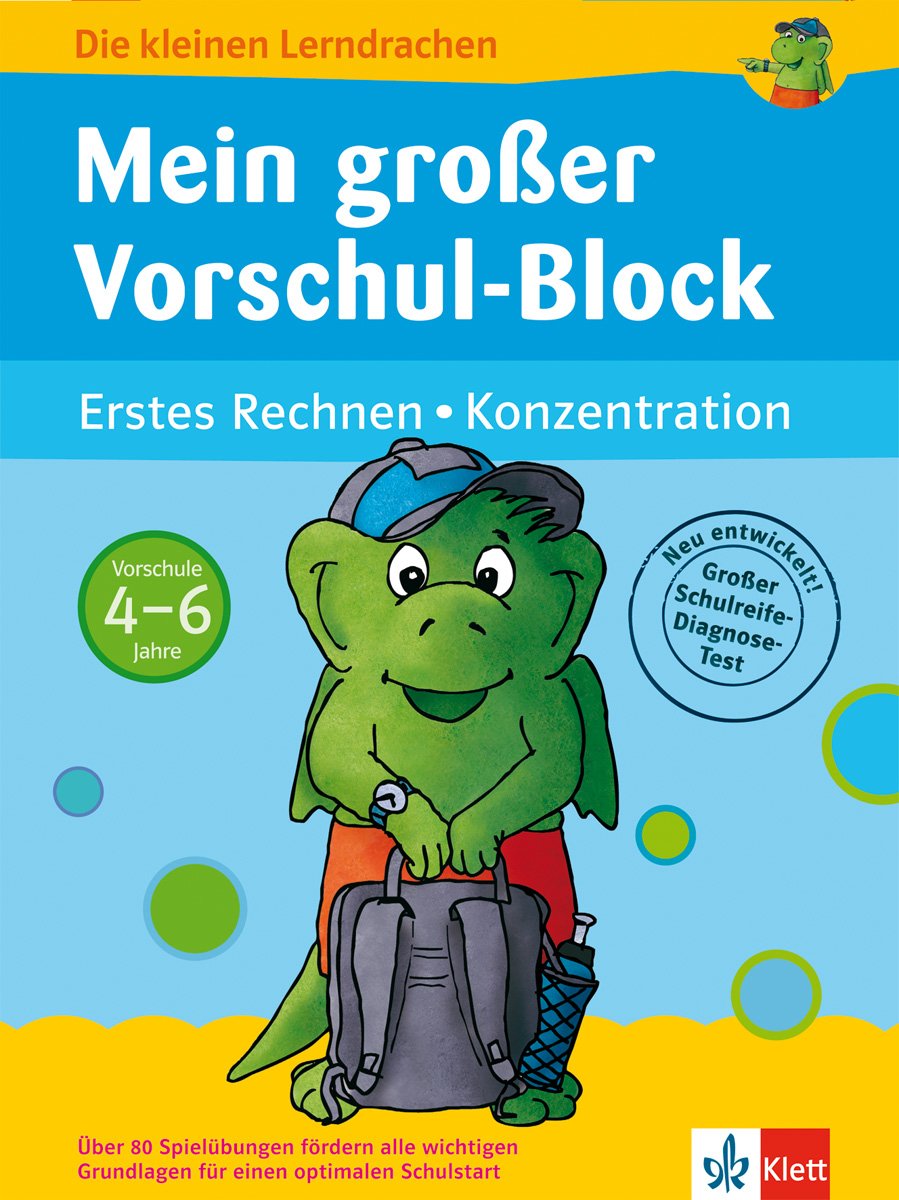 Klett Mein großer Vorschul-Block: Erstes Rechnen - Konzentration - 4-6 Jahre (Die kleinen Lerndrachen) Study Guides