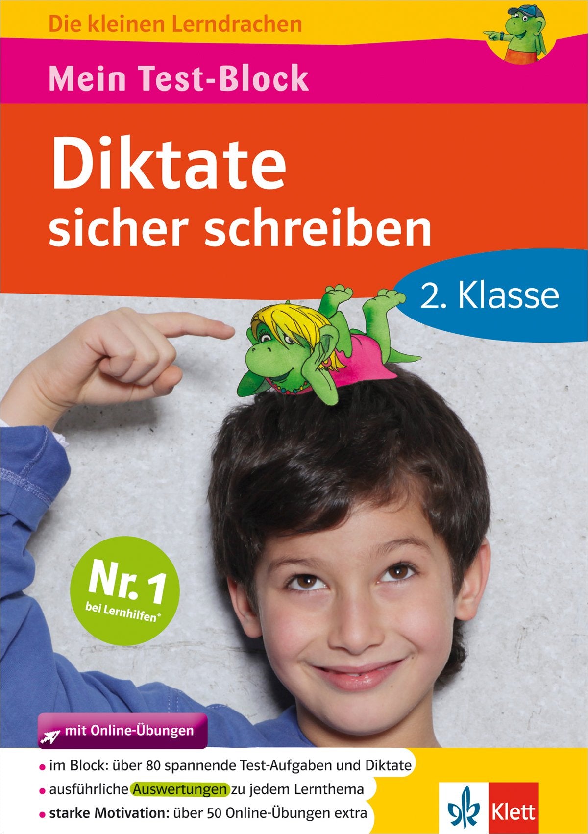 Klett Mein Test-Block: Diktate sicher schreiben Deutsch in der Grundschule: 2. Klasse (Die kleinen Lerndrachen): 2. Klasse mit Online-Übungen Study Guides