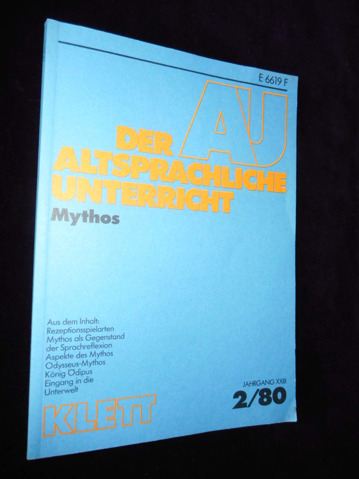 der altsprachliche Unterricht - Mythos Jg.XXIII 2/80 Books