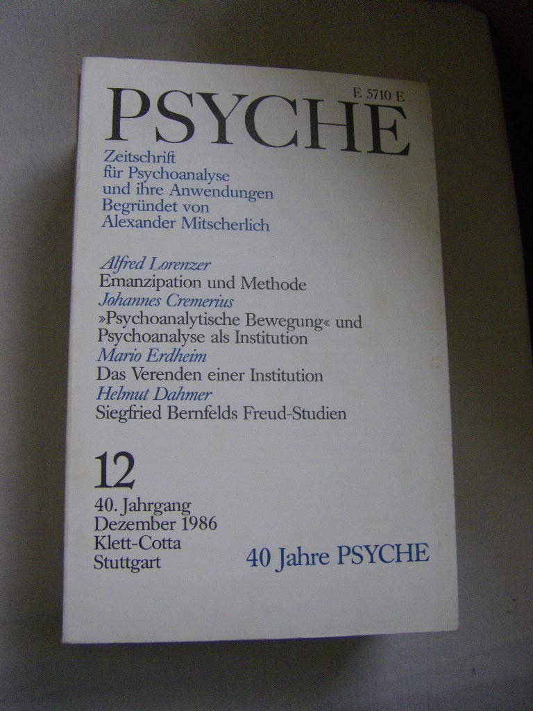 Psyche Zeitschrift für Psychoanalyse und ihre Anwendungen 12/1986 Books