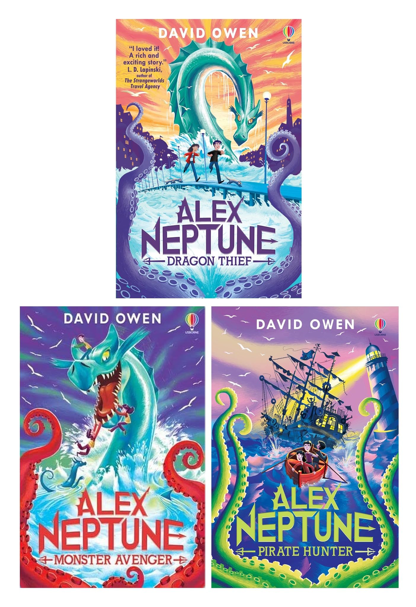 Alex Neptune Series By David Owen 3 Books Collection Set (Dragon Thief, Pirate Hunter, Monster Avenger) Children's books