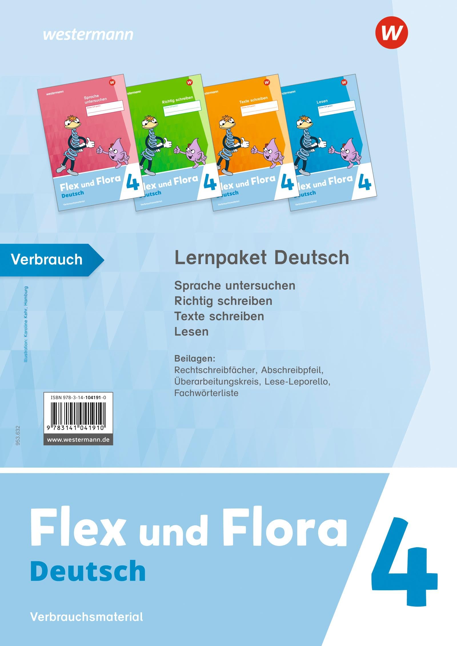 Flex und Flora 4. Lernpaket Deutsch (Druckschrift) Verbrauchsmaterial Study Guides Books
