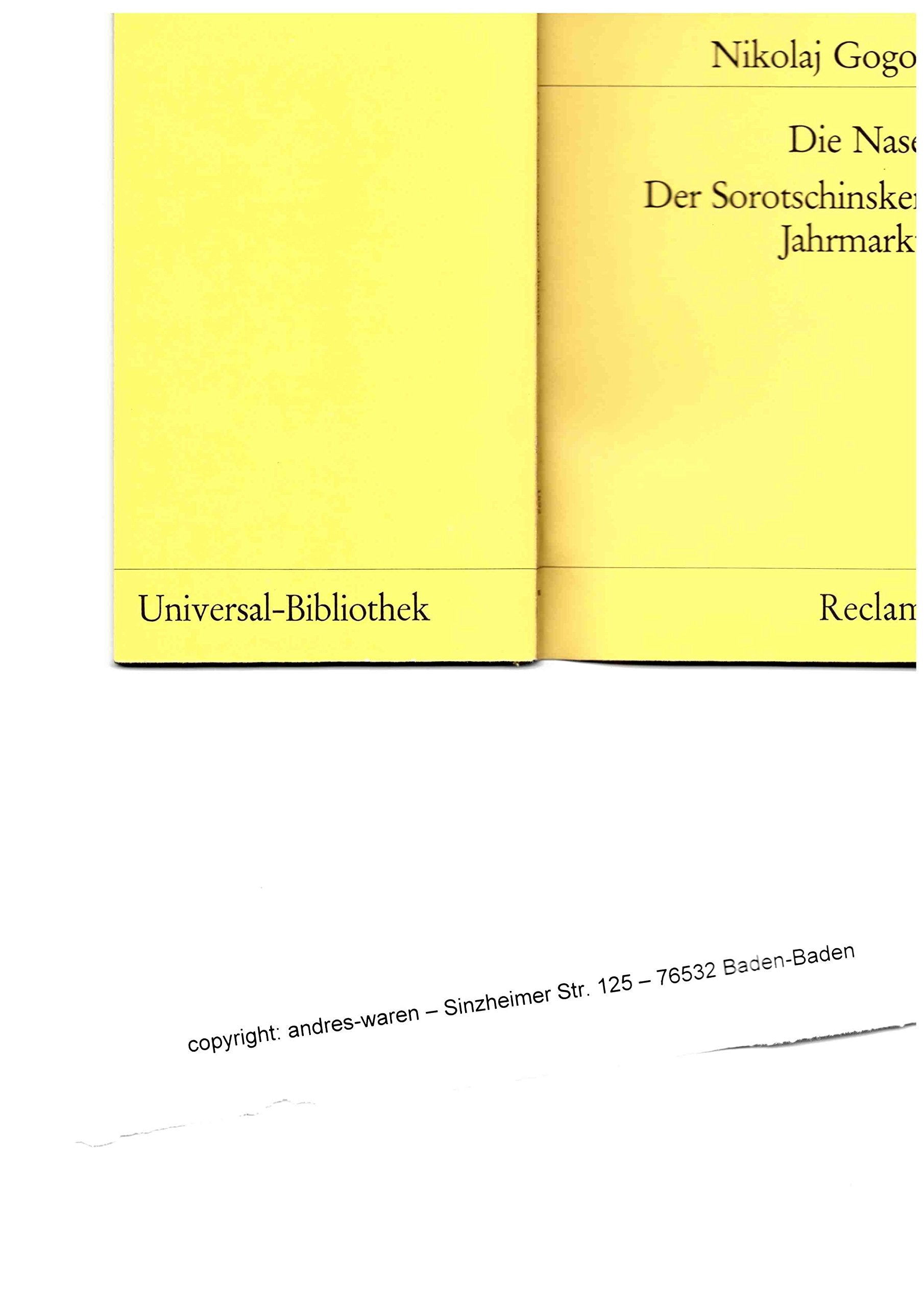 Die Nase. Der Sorotschinsker Jahrmarkt (Reclams Universal-Bibliothek) Books