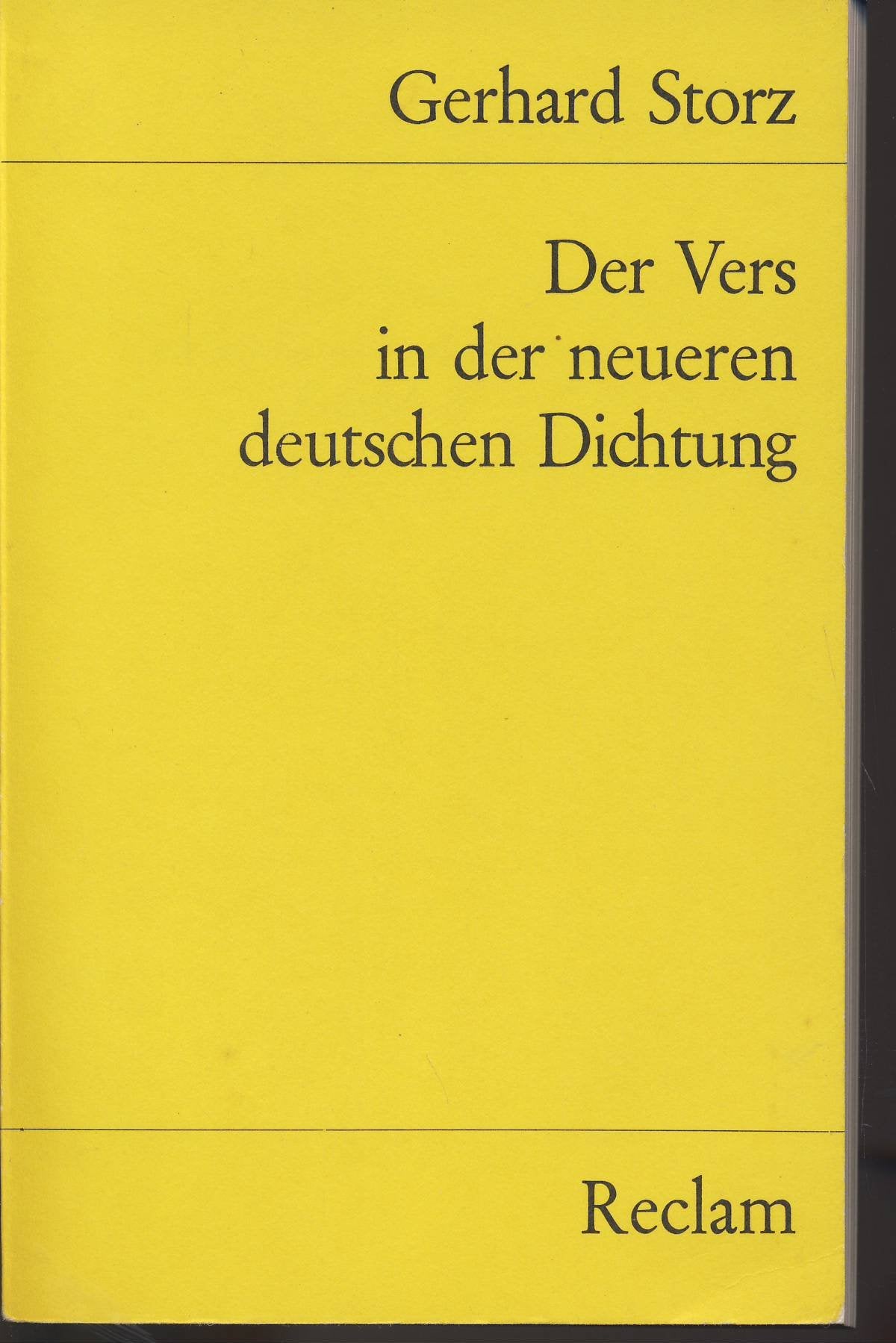 Der Vers in der neueren deutschen Dichtung (Reclams Universal-Bibliothek) Natural Sciences