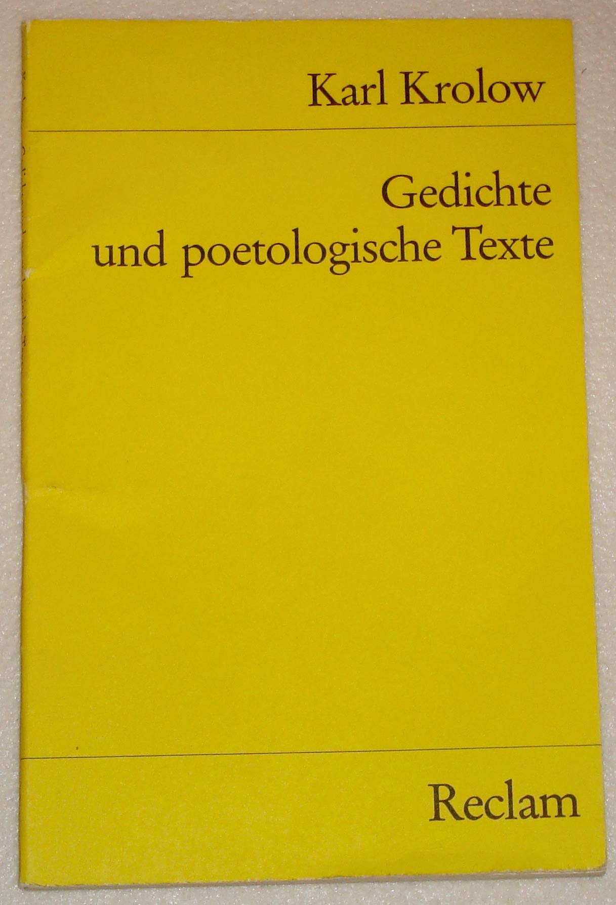 Gedichte und poetologische Texte (Reclams Universal-Bibliothek) Fiction