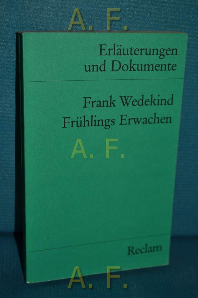 Erläuterungen und Dokumente zu Frank Wedekind: Frühlings Erwachen (Reclams Universal-Bibliothek) Contemporary literature Books