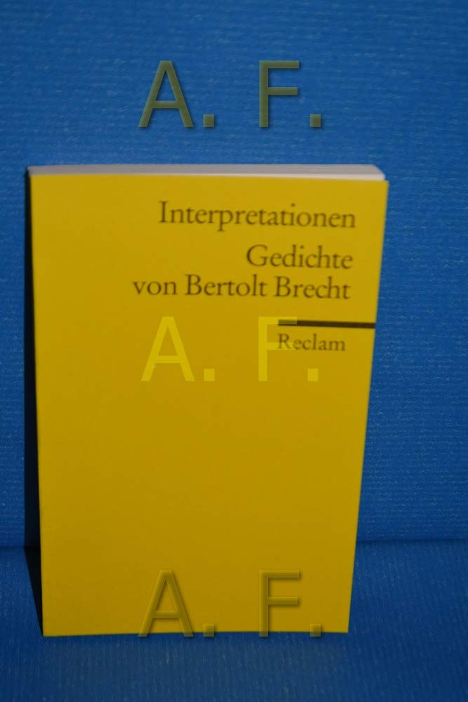 Interpretationen: Gedichte von Bertolt Brecht. 12 Beiträge Poetry