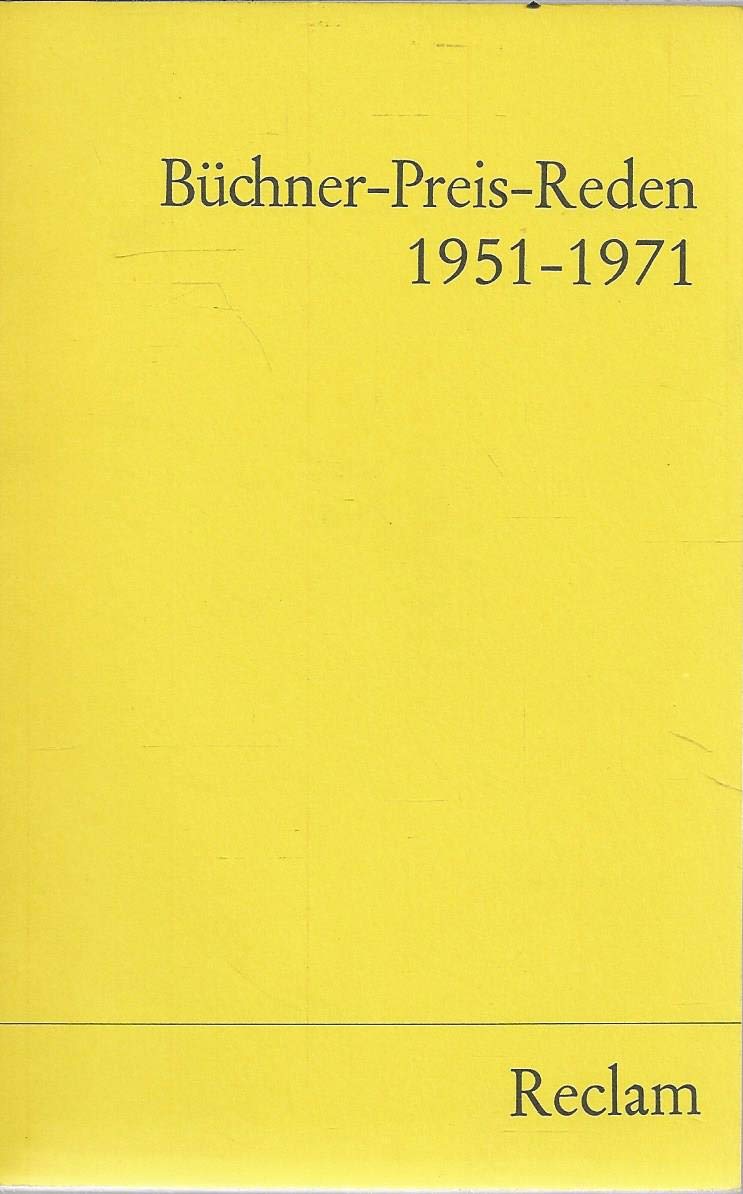 Büchner-Preis-Reden 1951-1971. Professional & Reference Books