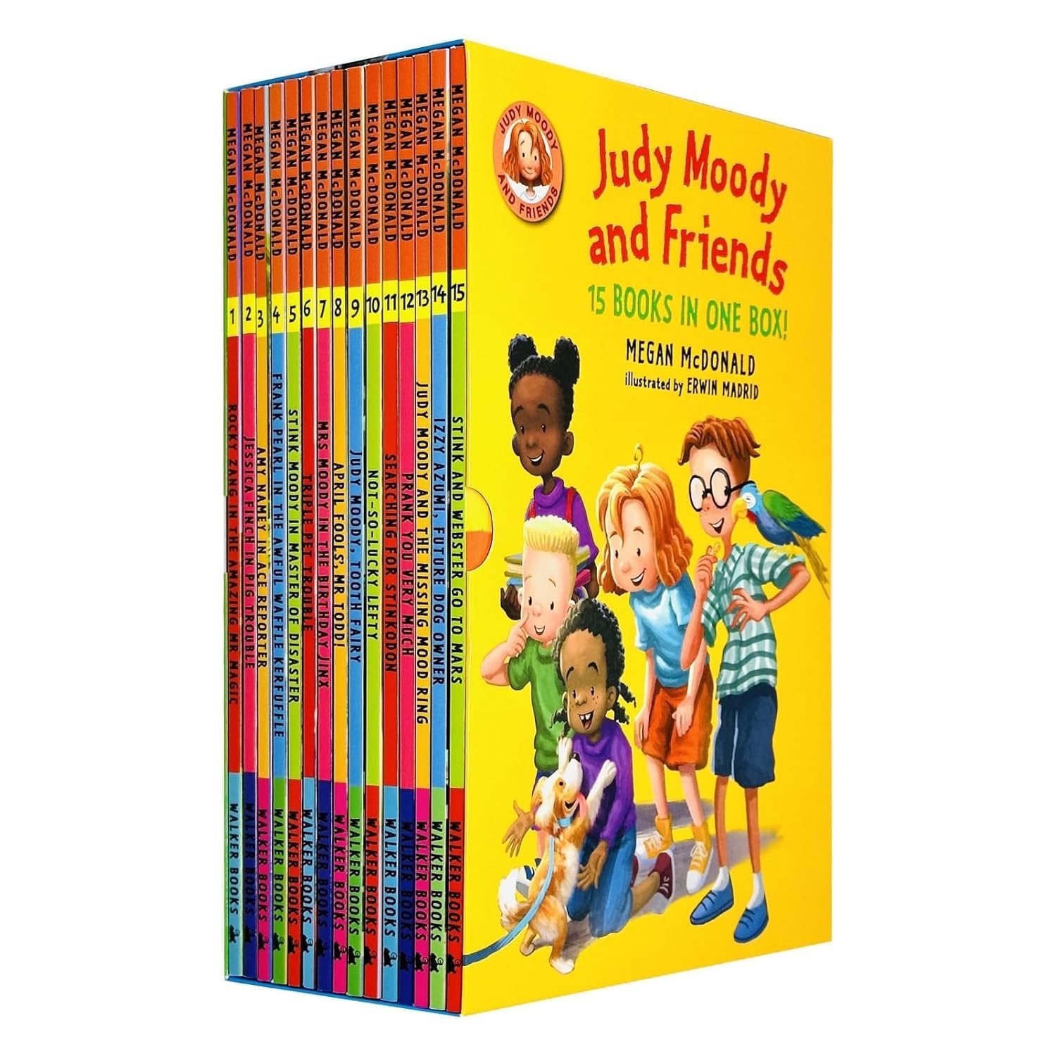 Judy Moody and Friends Collection 15 Books Box Set By Megan McDonald (Rocky Zang in The Amazing Mr. Magic, Jessica Finch in Pig Trouble,Amy Namey in Ace Reporter,April Fools Mr. Todd, & More) Children's books