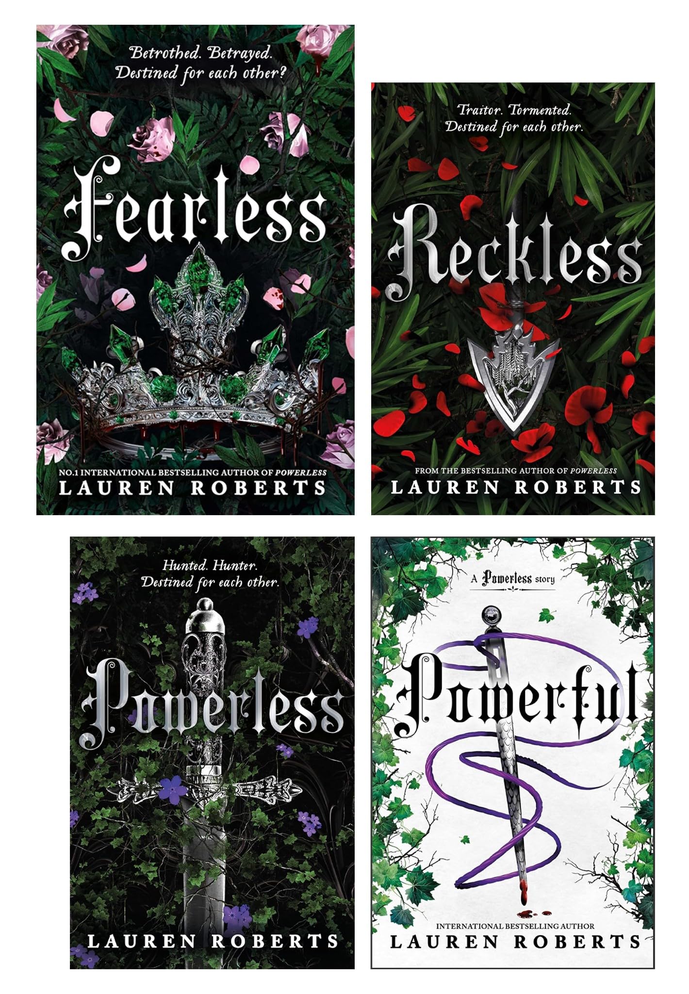 The Powerless Trilogy By Lauren Roberts 4 Books Collection Set (Fearless , Powerless, Powerful & Reckless) Fantasy & Sci-Fi