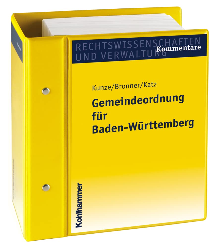 Gemeindeordnung für Baden-Württemberg: Kommentar. Stand: Oktober 2025, Gesamtwerk inkl. 39. Lfg. Law