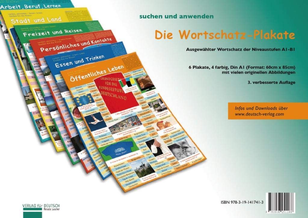 Die Wortschatz-Plakate: Ausgewählter Wortschatz der Niveaustufen A1 – B1 / Übungsheft und 6 Plakate (Lernplakate) Foreign Languages ​​& Dictionaries