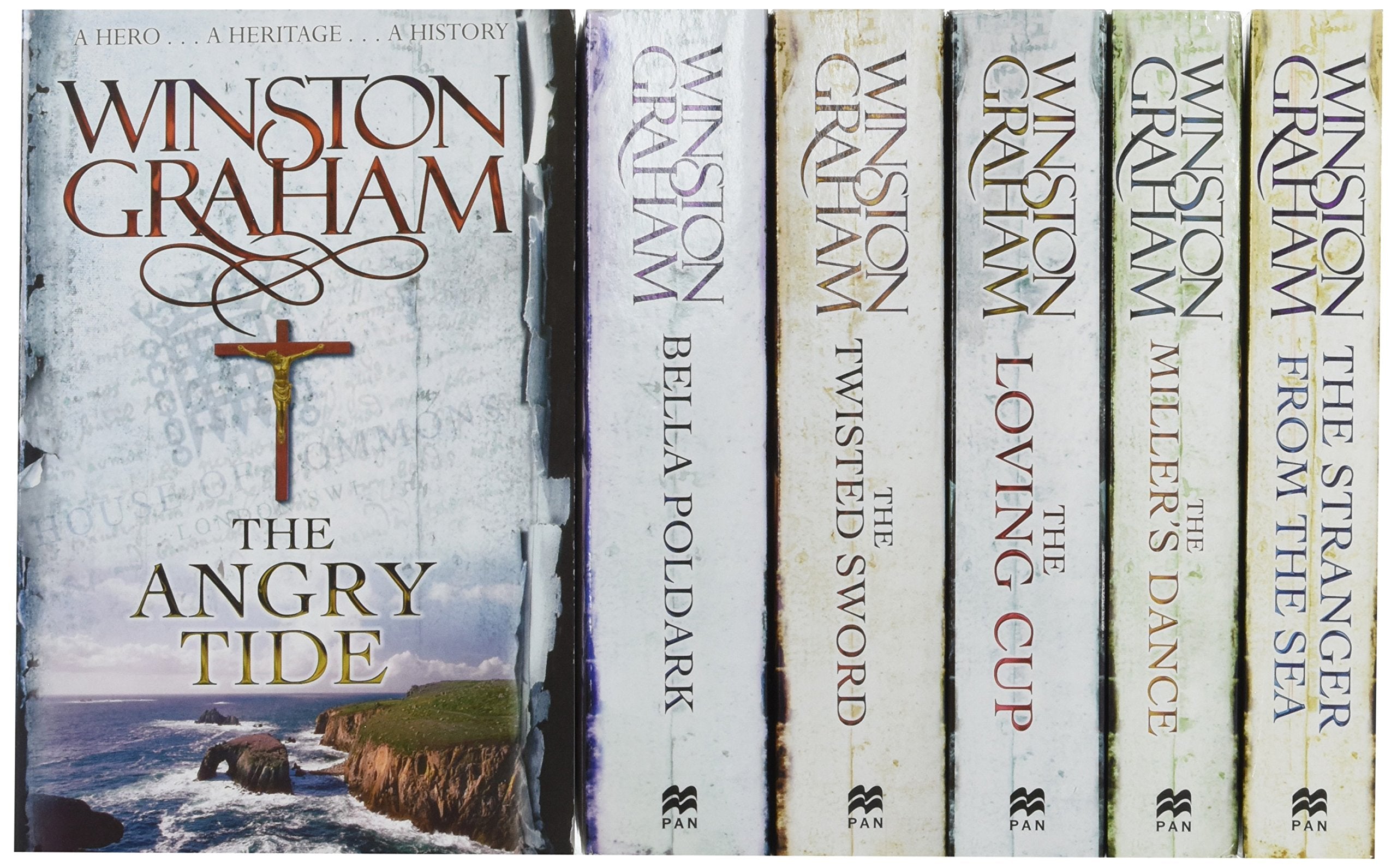 Winston Graham Poldark Series 6 Books Collection Set (Poldark books 7-12) (The Angry Tide, The Stranger From The Sea, The Miller's Dance, Bella Poldark, The Twisted Sword, The Loving Cup) Books