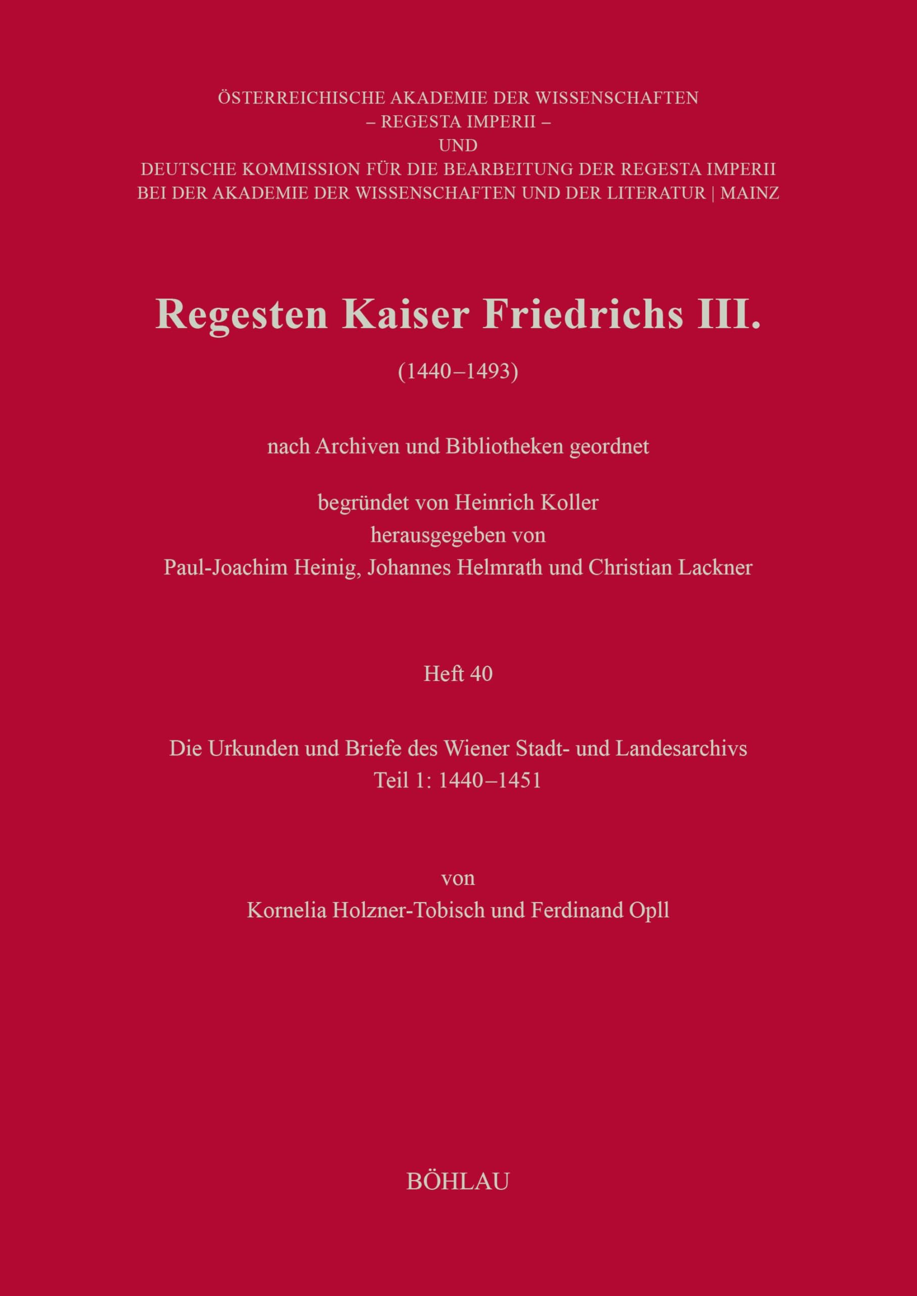 Regesten Kaiser Friedrichs III. (1440-1493) General education
