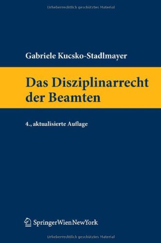 Das Disziplinarrecht der Beamten (Springers Handbucher Der Rechtswissenschaft) Law