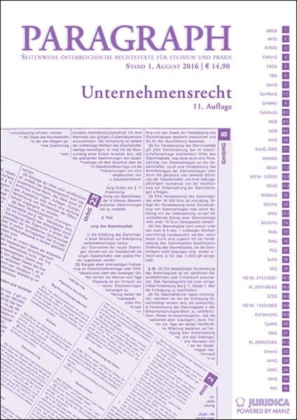 Unternehmensrecht: Paragraph. Seitenweise österreichische Rechtstexte für Studium und Praxis (Edition Juridica) Law