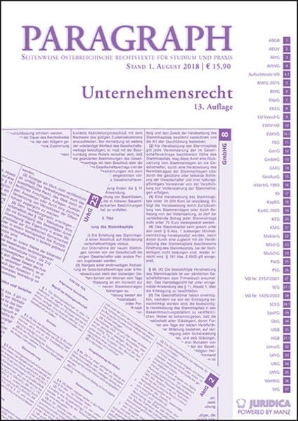Unternehmensrecht: Paragraph. Seitenweise österreichische Rechtstexte für Studium und Praxis (Edition Juridica) Law