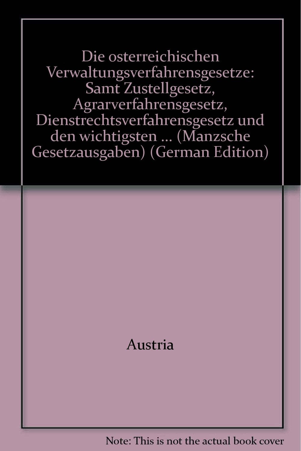 Die österreichischen Verwaltungsverfahrensgesetze Books