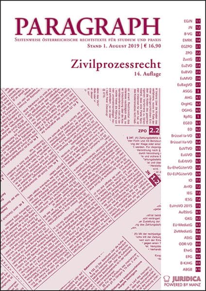 Paragraph - Zivilprozessrecht: Paragraph. Seitenweise österreichische Rechtstexte für Studium und Praxis (Edition Juridica) Law