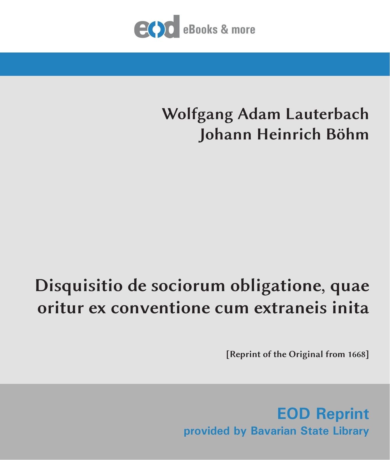 Disquisitio de sociorum obligatione, quae oritur ex conventione cum extraneis inita: book