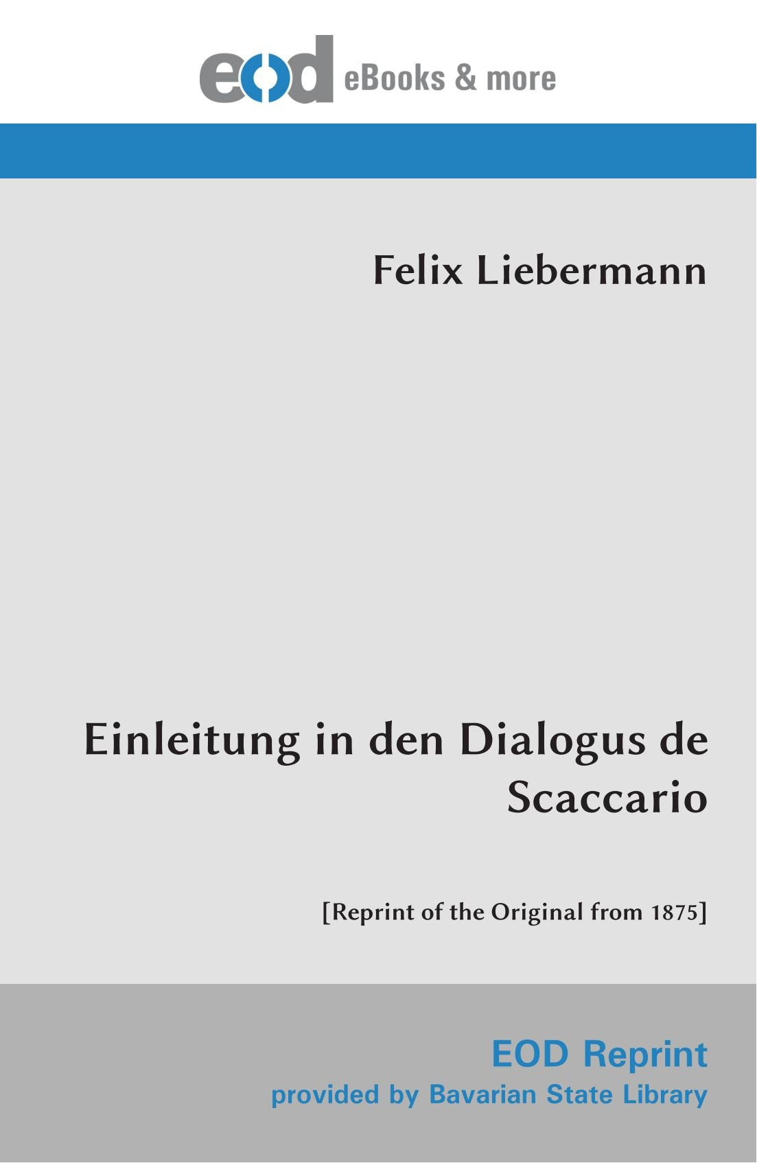 Product Image: Einleitung in den Dialogus de Scaccario: