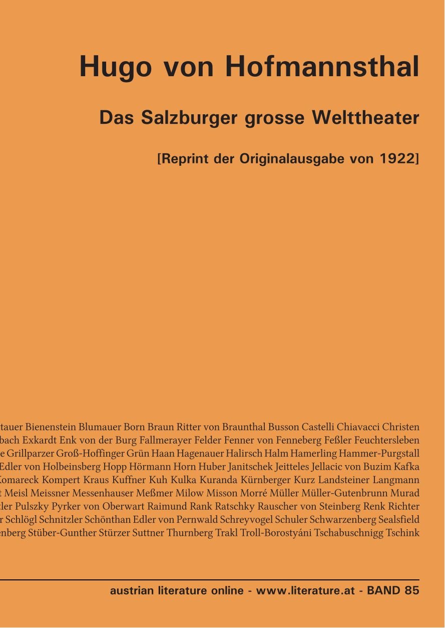 Das Salzburger grosse Welttheater: book
