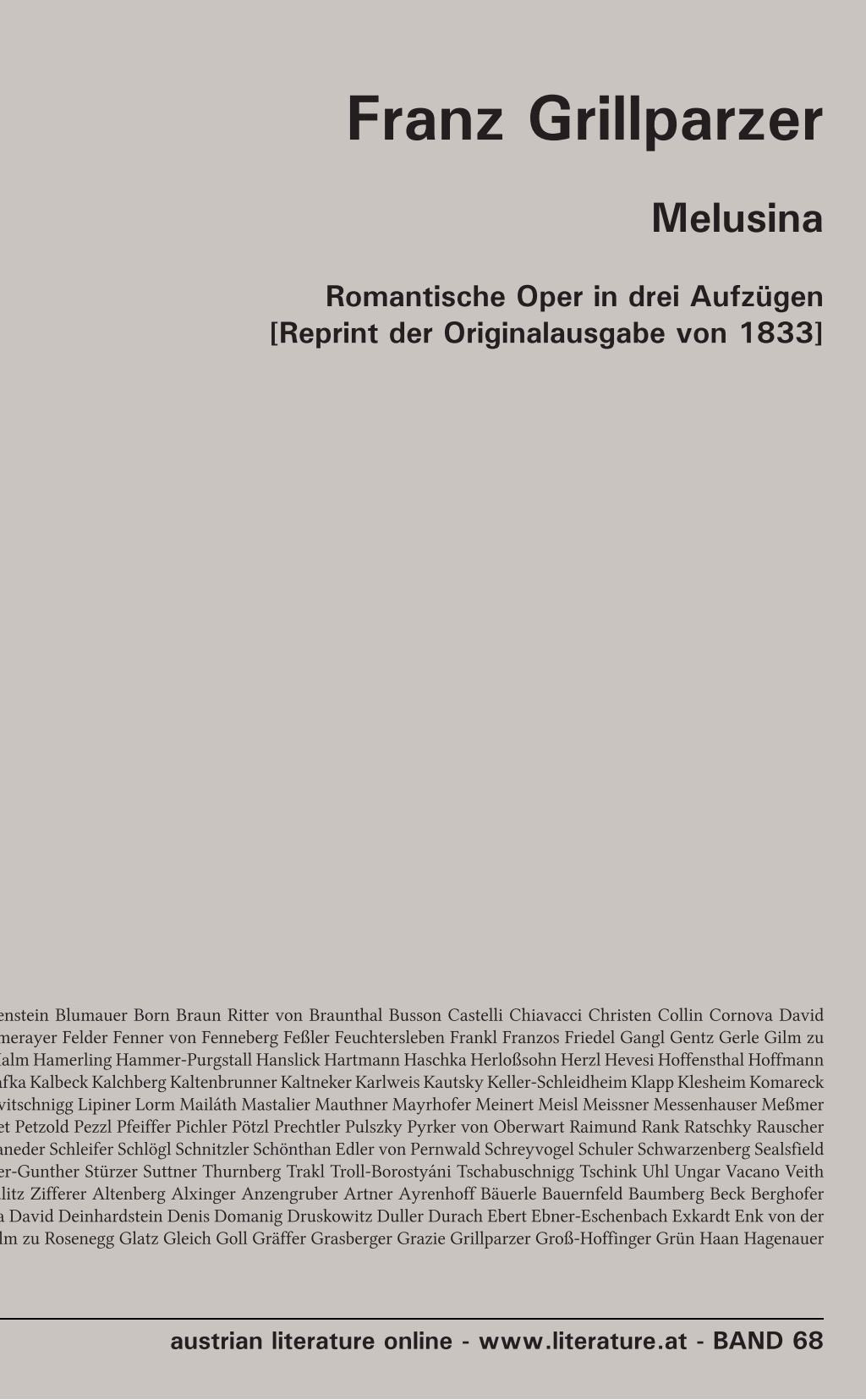 Melusina: Romantische Oper in drei Aufzügen Arts & Music