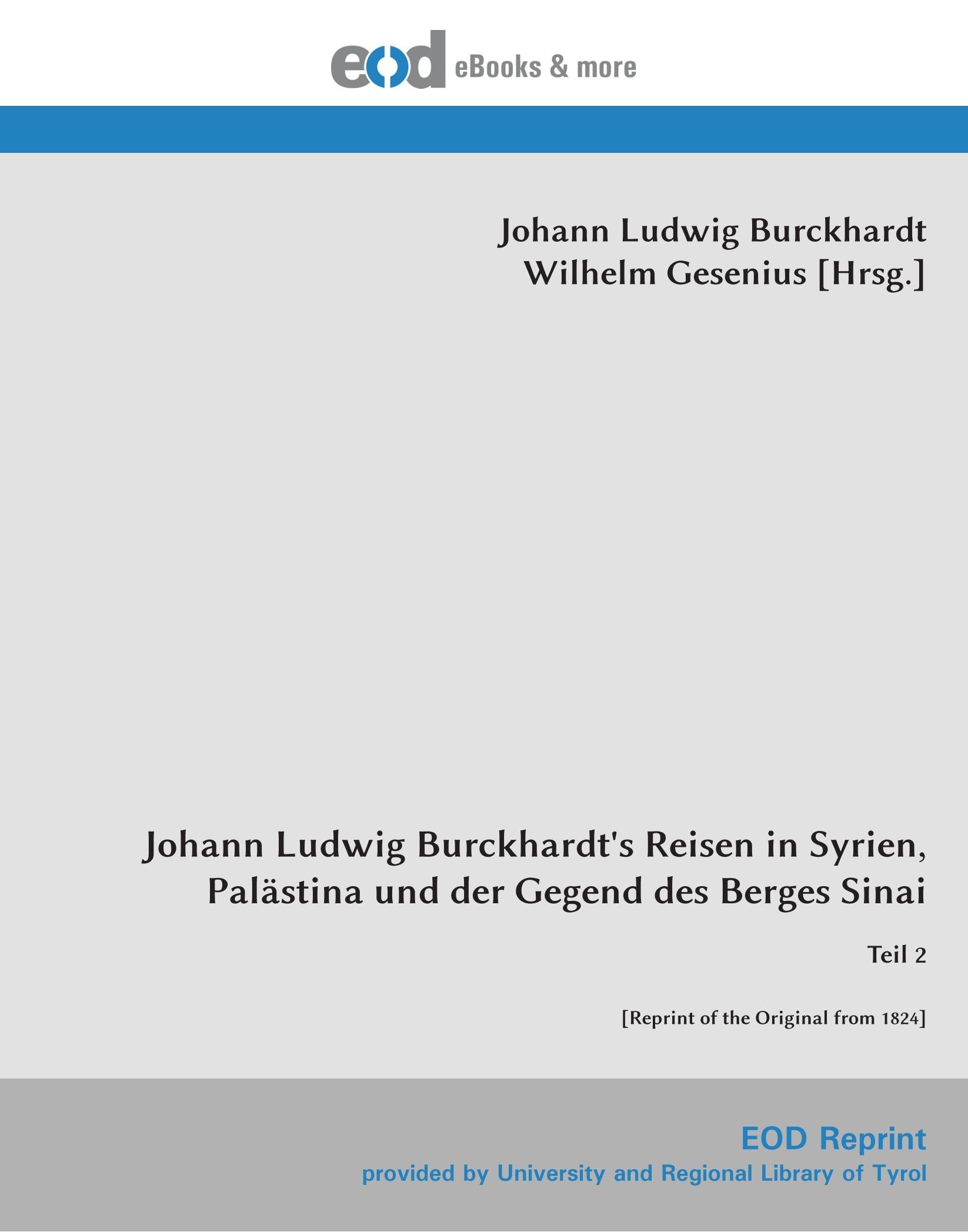Johann Ludwig Burckhardt's Reisen in Syrien, Palästina und der Gegend des Berges Sinai, Teil 2 Hobbies & Crafts