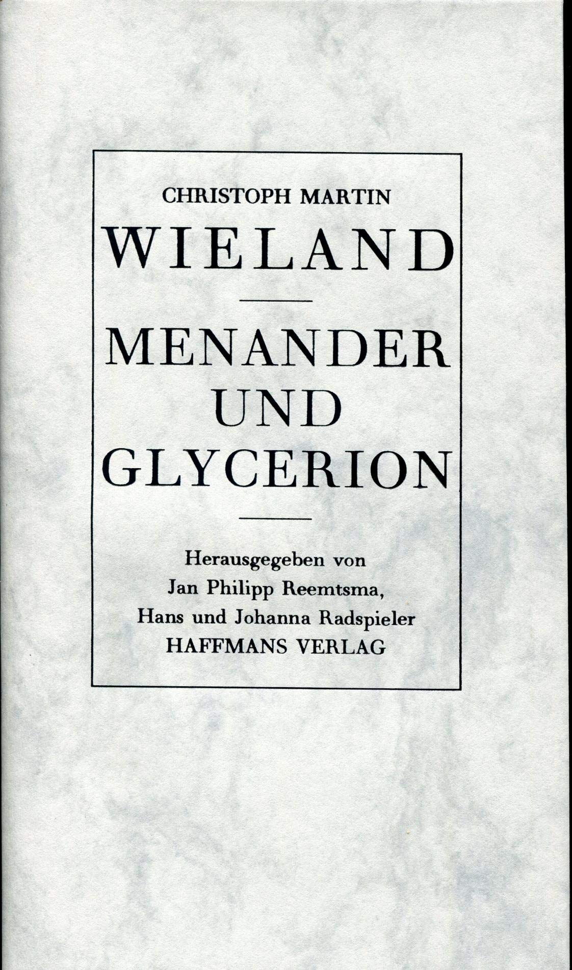 Menander und Glycerion: Roman. Nach d. Ausg. v. 1811 Contemporary literature