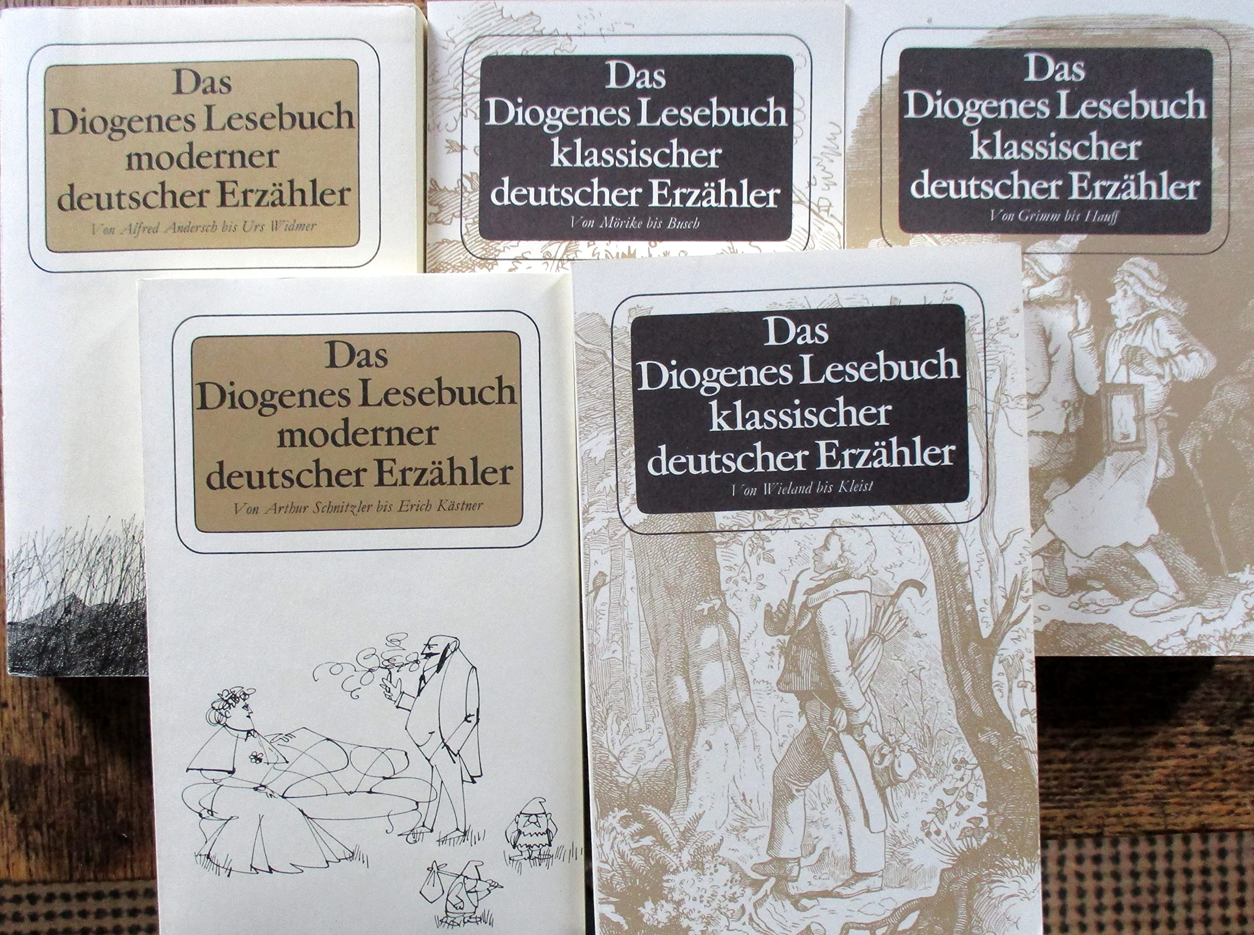 Die Diogenes Lesebücher klassischer und moderner deutscher Erzähler in 5 Bänden (detebe - Kassetten) Books