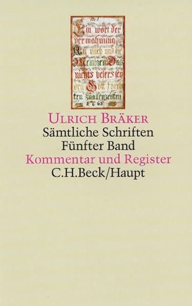 Ulrich Bräker - Sämtliche Schriften - Band 5: Kommentar und Register Contemporary literature