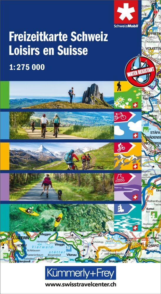 Kümmerly+Frey Wanderkarte Freizeitkarte Schweiz 1:275.000: Detaillierte Karte für spannende Wandertouren, Velotouren, Mountainbiketouren, Kanutouren und Skatingtouren! Wetterfest und matt laminiert Leisure, Home & Garden