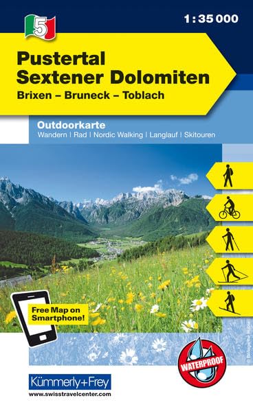 Pustertal - Sextener Dolomiten Nr. 05 Outdoorkarte Italien 1:35 000: Brixen, Brunech, Toblach, free Download mit HKF Maps App (Kümmerly+Frey Outdoorkarten Italien, Band 5) Leisure, Home & Garden