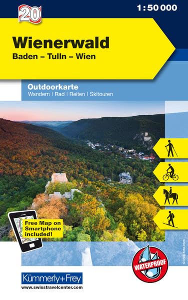 Wienerwald Nr. 20 Outdoorkarte Österreich 1:50 000: Baden, Tulln, Wien, free Download mit HKF Maps App (Kümmerly+Frey Outdoorkarten Österreich, Band 20) Leisure, Home & Garden