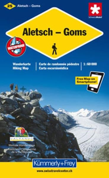 Aletsch-Lötschental-Goms Wanderkarte Nr. 25: 1:60 000, waterproof, Freemap on Smartphone included (Kümmerly+Frey Wanderkarte 1:60.000, Band 25) Leisure, Home & Garden