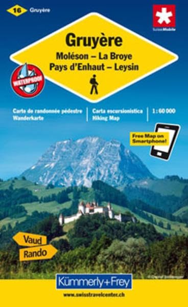 Gruyère Moléson-La Broye-Pays d'Enhaut-Leysin: Nr. 16, Wanderkarte Massstab 1:60000, waterproof, Freemap on Smartphone included (Kümmerly+Frey Wanderkarte 1:60.000, Band 16) Leisure, Home & Garden