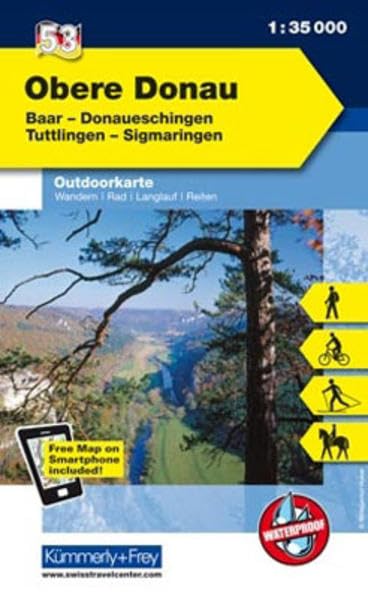Obere Donau, Baar, Donaueschingen, Tuttlingen, Sigmaringen: Nr. 53, Outdoorkarte Deutschland, 1:35 000, Mit kostenlosem Download für Smartphone (Kümmerly+Frey Outdoorkarten Deutschland) Leisure, Home & Garden