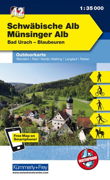 Schwäbische Alb - Münsinger Alb Nr. 42 Outdoorkarte Deutschland 1:35 000: Bad Urach, Blaubeuren, water resistant, free Download mit HKF Maps App (Kümmerly+Frey Outdoorkarten Deutschland, Band 42) Leisure, Home & Garden