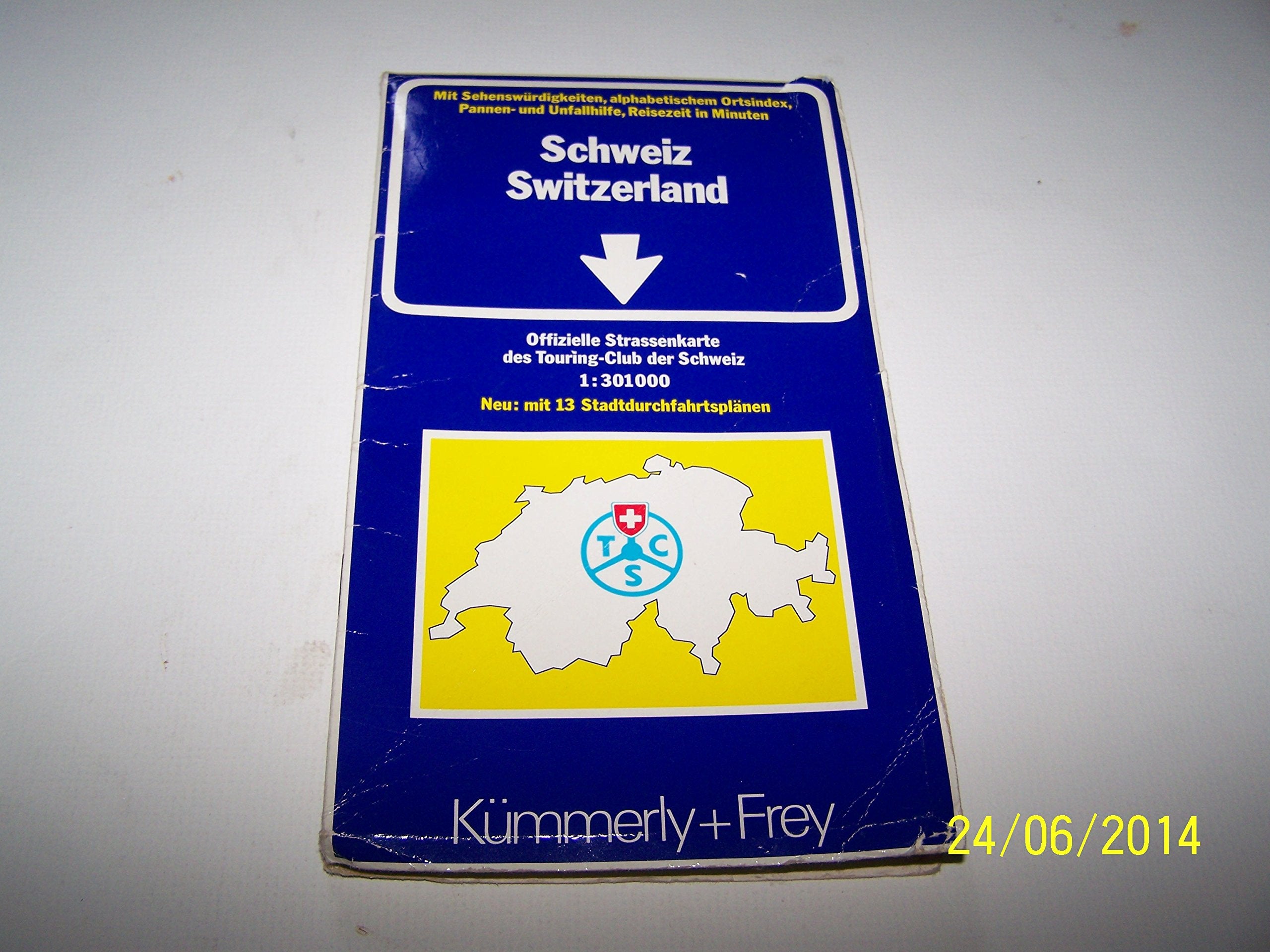 Kümmerly & Frey Karten, Schweiz, Offizielle Straßenkarte des Touringclub der Schweiz: Mit 13 Stadtübersichtsplänen, Ortsindex, Distanzentabelle, ... 1:301000 (Kümmerly+Frey Strassenkarten) Leisure, Home & Garden