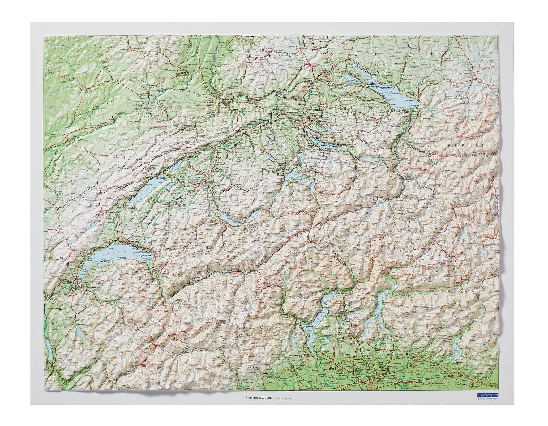 Kümmerly+Frey Relief Karte Schweiz ohne Rahmen 1:500.000: 3D Wandkarte Leisure, Home & Garden