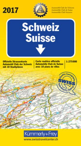 Schweiz ACS 2017: Offizielle Strassenkarte Automobilclub der Schweiz mit 10 Stadtpläne (Kümmerly+Frey Strassenkarten) Leisure, Home & Garden
