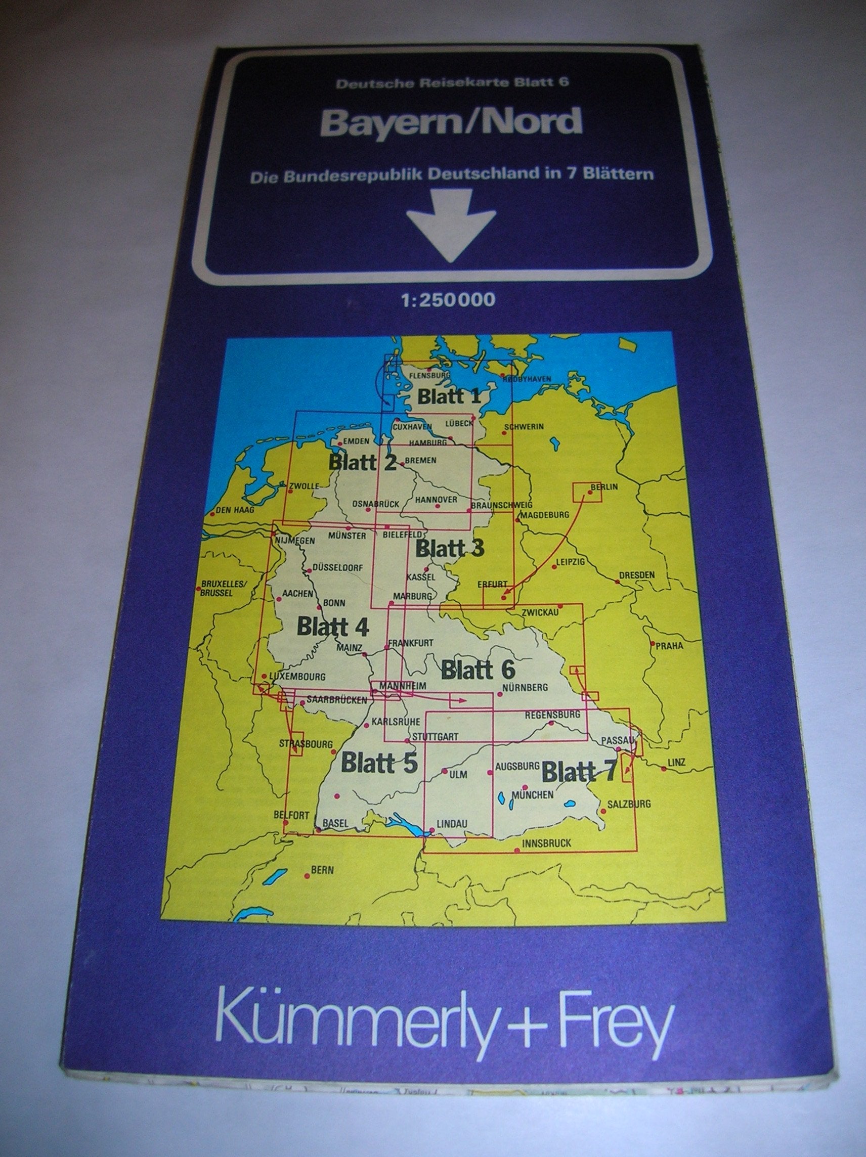Deutsche Reisekarten, Bl.6, Bayern/Nord: Strassenkarte 1:250000 Frankfurt - Mannheim - Stuttgart - Nürnberg - Regensburg Blatt 6 (Kümmerly+Frey Strassenkarten, Band 6) Maps & Plans