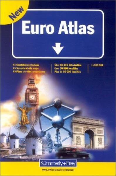 Euro-Atlas: Massstab 1:900000. 45 Stadtübersichtspläne, über 50000 Ortschaften, Distanzkarte (Kümmerly+Frey Atlanten) Books