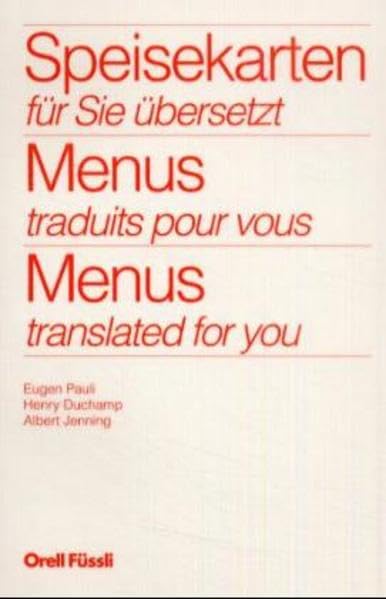 Speisekarten - für Sie übersetzt: Dt. /Franz. /Engl. Film, Art & Culture