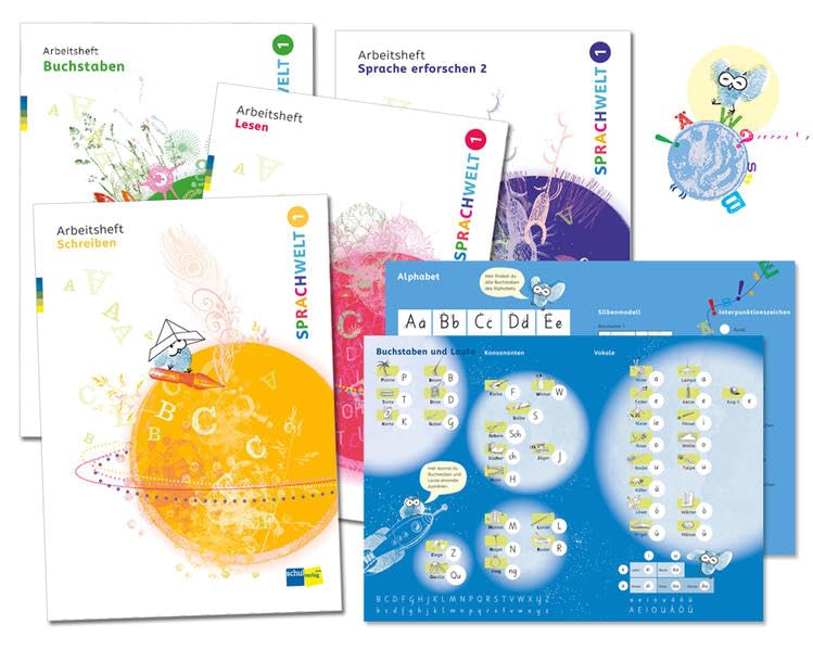 SPRACHWELT 1: 4 Arbeitshefte und Forschungsbogen 1. und 2. Klasse Study Guides