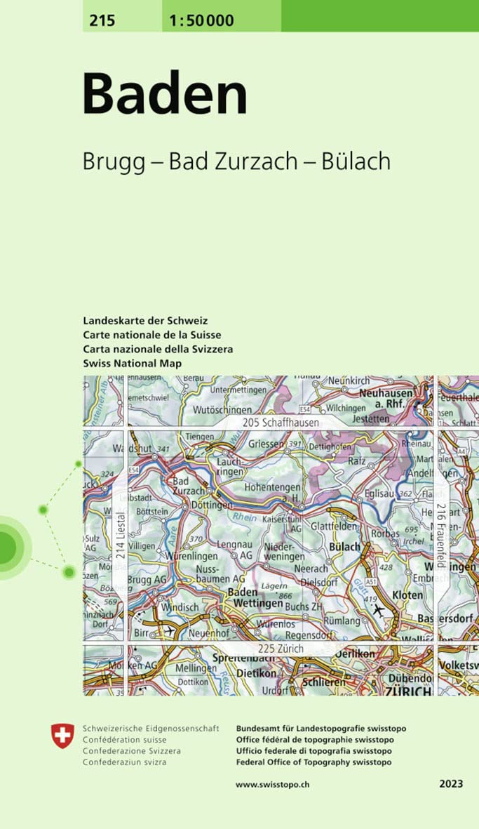 215 Baden: Brugg - Bad Zurzach - Bülach (Landeskarte 1:50 000, Band 215) Leisure, Home & Garden