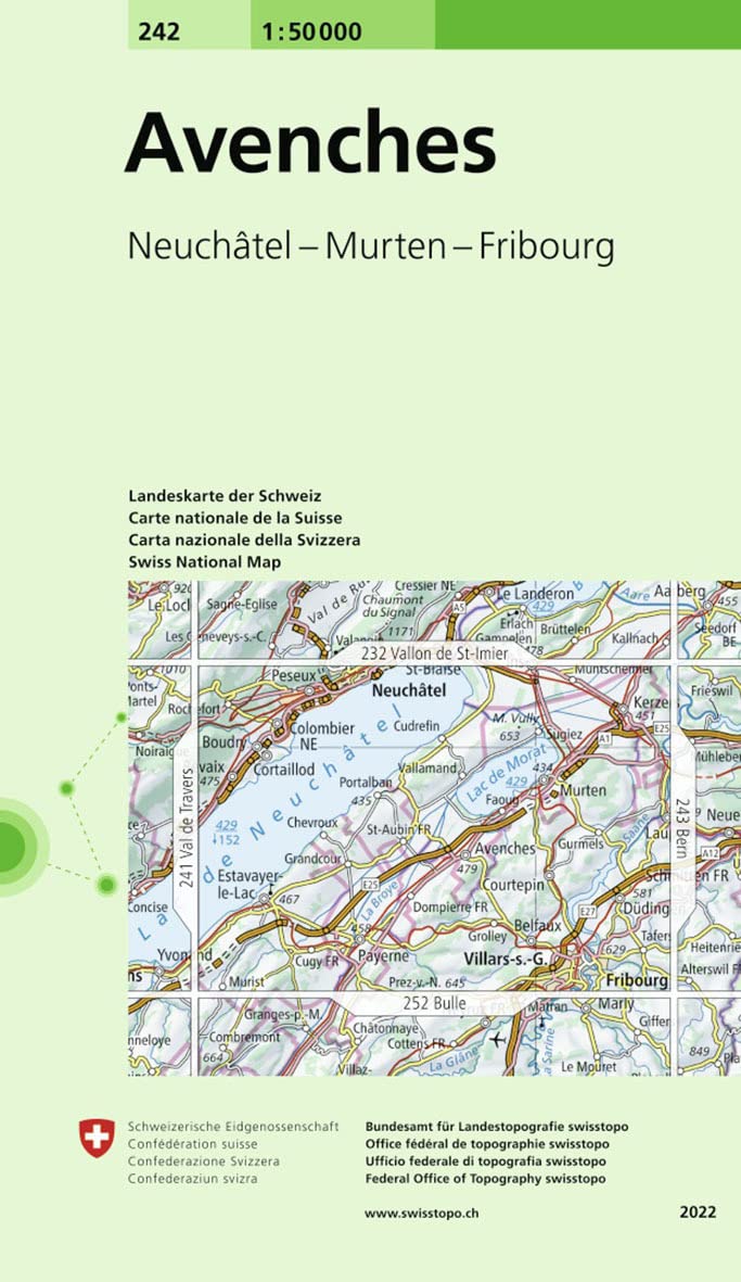 242 Avenches: Neuchâtel - Murten - Fribourg (Landeskarte 1:50 000, Band 242) Leisure, Home & Garden