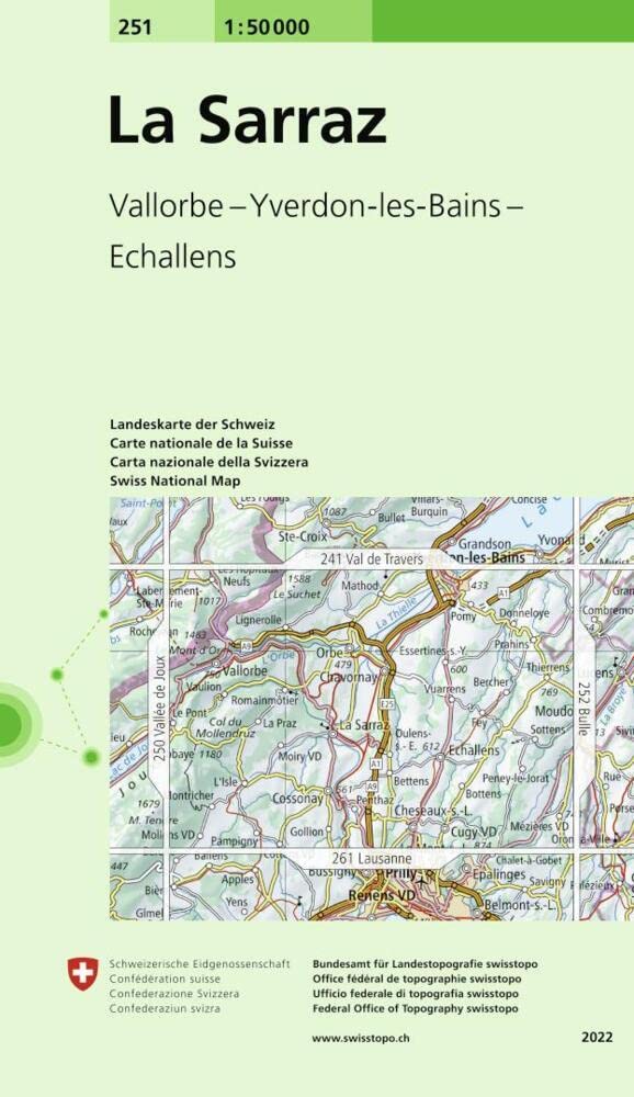 251 La Sarraz: Vallorbe - Yverdon-les-Bains - Echallens (Landeskarte 1:50 000, Band 251) Leisure, Home & Garden