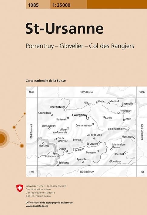 1085 St-UIrsanne: Porrentruy - Glovilier - Col des Rangiers (Landeskarte 1:25 000, Band 1085) Leisure, Home & Garden
