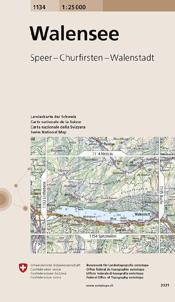 1134 Walensee: Speer - Churfirsten - Walenstadt (Landeskarte 1:25 000, Band 1134) Leisure, Home & Garden